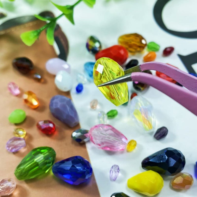 Honkoolly 50pcs Teardrop Crystal Glass Beads 10x15mm Vertical Hole Faceted Glass Teardrop Spacer Beads for Bracelets Necklace Earring DIY Jewelry Making Craft(Mix Colors Series) - Image 5